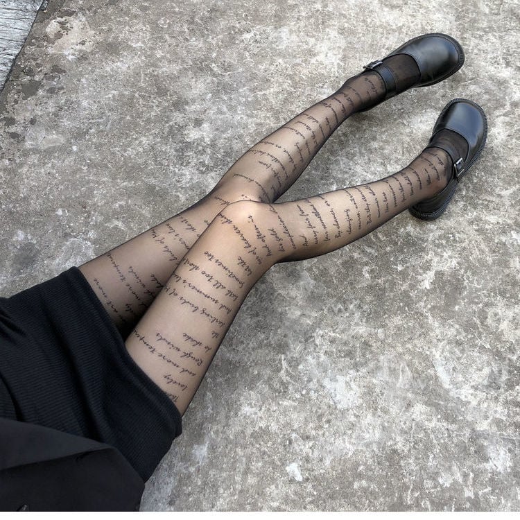 ALPHABET BLACK STOCKINGS FASHION BOTTOMING PANTYHOSE
