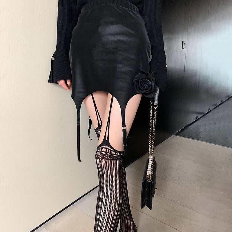 GARTER STOCKINGS WOMEN BLACK TEMPTATION PANTYHOSE
