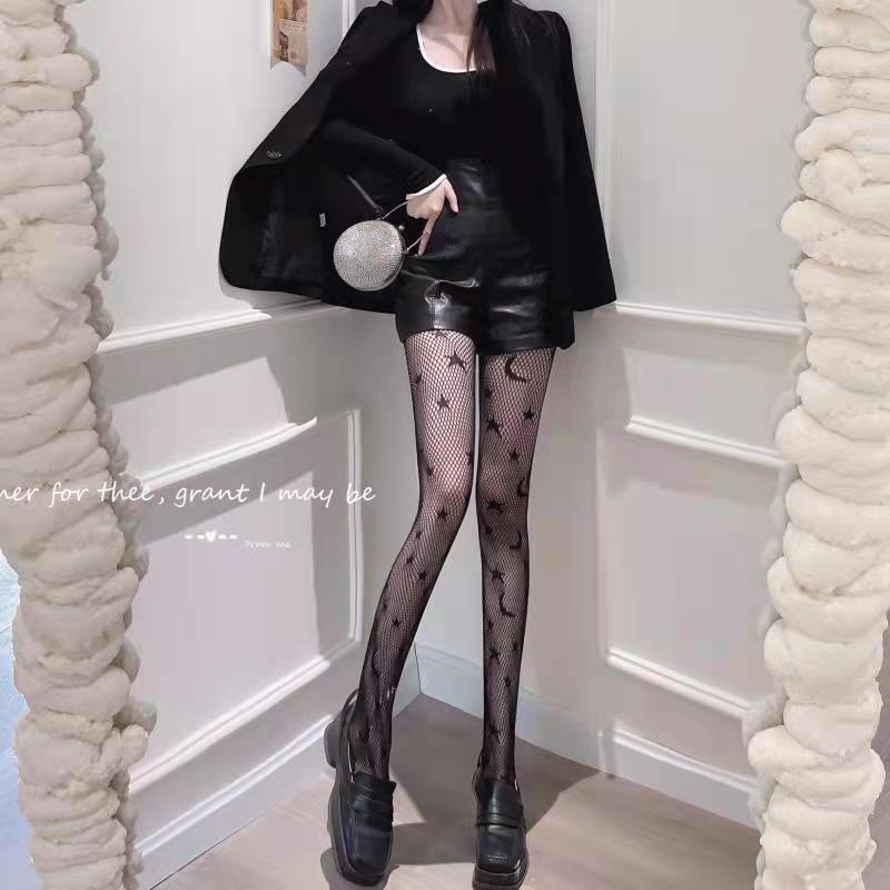 BLACK STOCKINGS THIN STARRY SKY JACQUARD FISHNET STOCKINGS PANTYHOSE