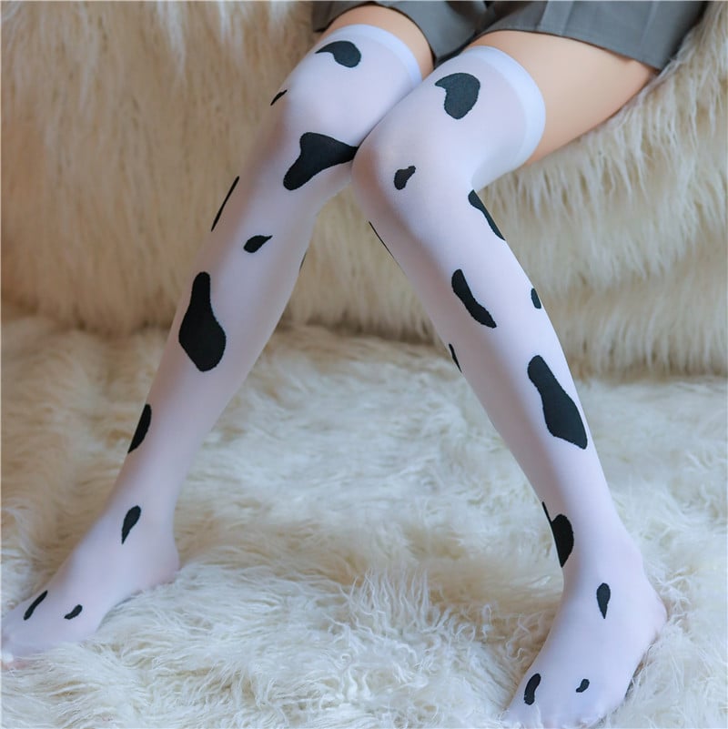 FASHION LACE WOMEN UNDERWEAR COW SPOTTED STOCKINGS