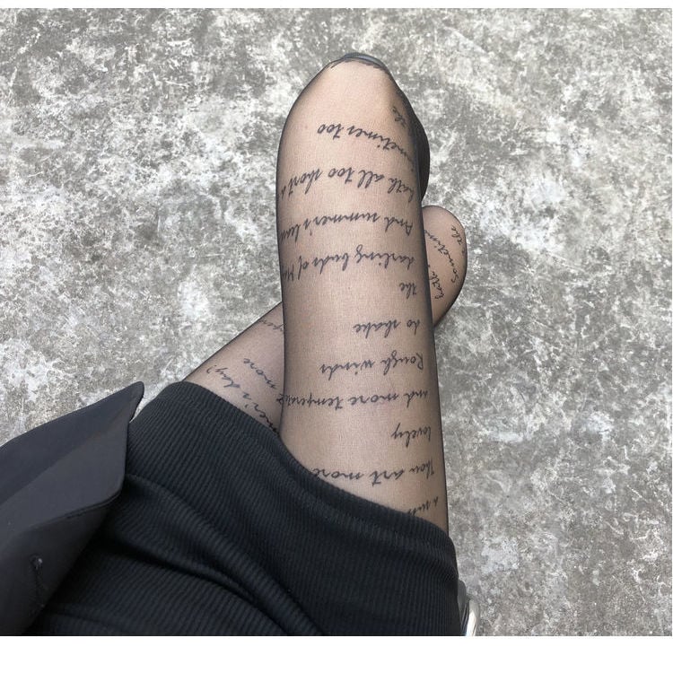 ALPHABET BLACK STOCKINGS FASHION BOTTOMING PANTYHOSE