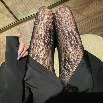 FASHION FISHING NET SOCKS LEGGINGS THIN FLOWER LONG TUBE HOLLOWED OUT MEAT PANTYHOSE