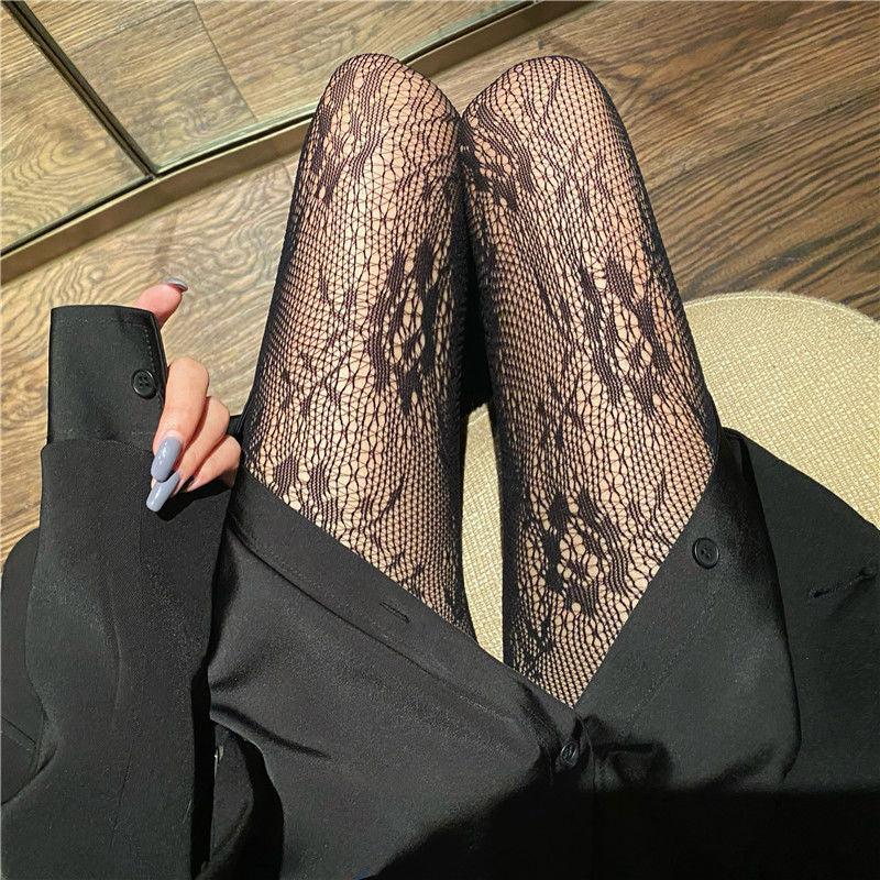 FASHION FISHING NET SOCKS LEGGINGS THIN FLOWER LONG TUBE HOLLOWED OUT MEAT PANTYHOSE