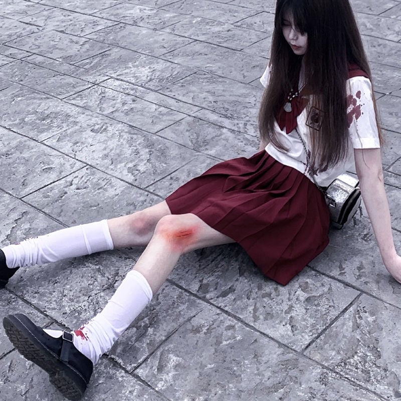 BLOOD-STAINED KNEE STOCKINGS GIRL STUDENT COLLEGE STYLE CALF SOCKS