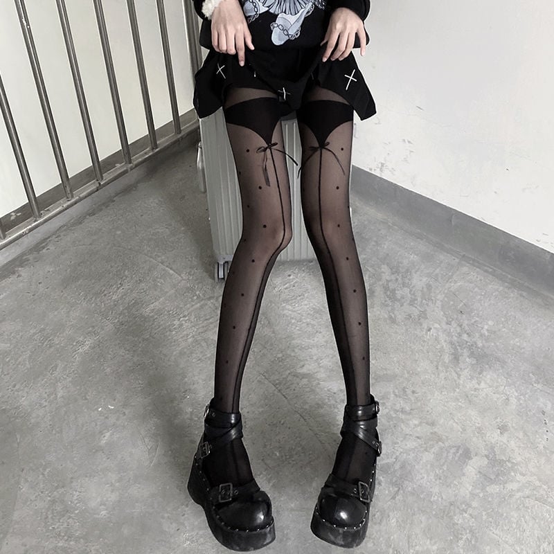 LORI JK FAKE STITCHED BLACK SILK STOCKINGS SHOW THIN BOTTOMED PANTYHOSE NIGHTCLUB SILK STOCKINGS