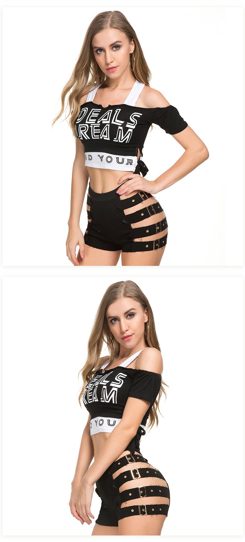 HOLLOW HIGH WAIST DENIM SHORTS