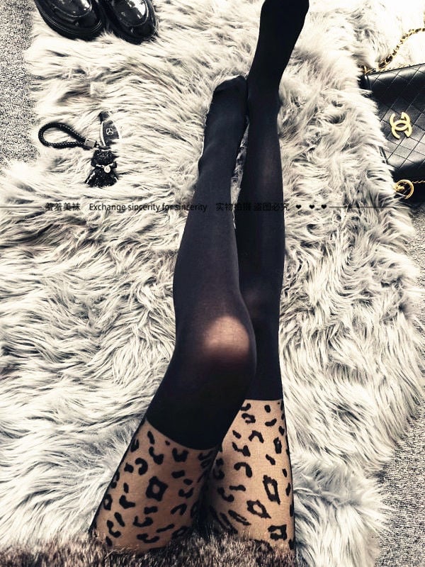 WILD LITTLE MILK LEOPARD FASHION TRANSPARENT ANTI-HOOK SILK PANTYHOSE WAS THIN AND ULTRA-THIN LEGGINGS