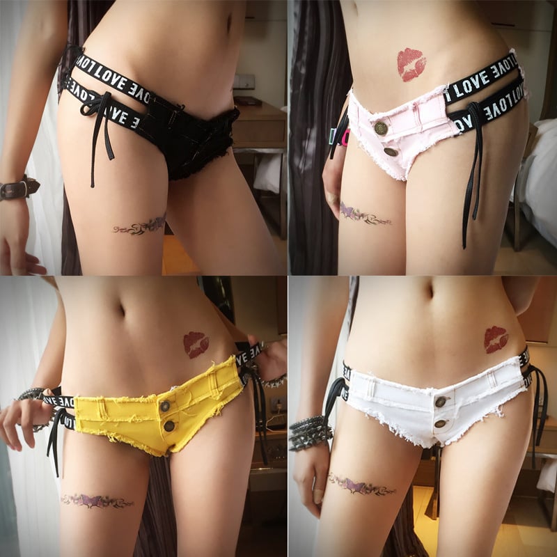 SUPER SHORT FASHION LOW WAIST DENIM SHORTS