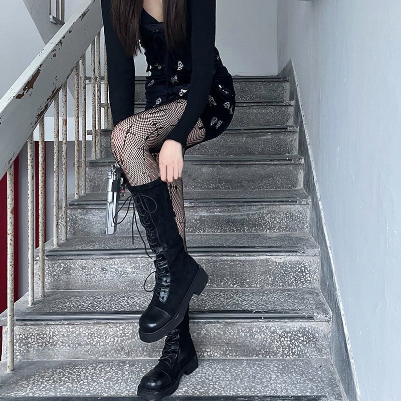 HOLLOW FISHNET SOCKS JK BLACK SILK THIN LEGS THIN CROSS STOCKINGS