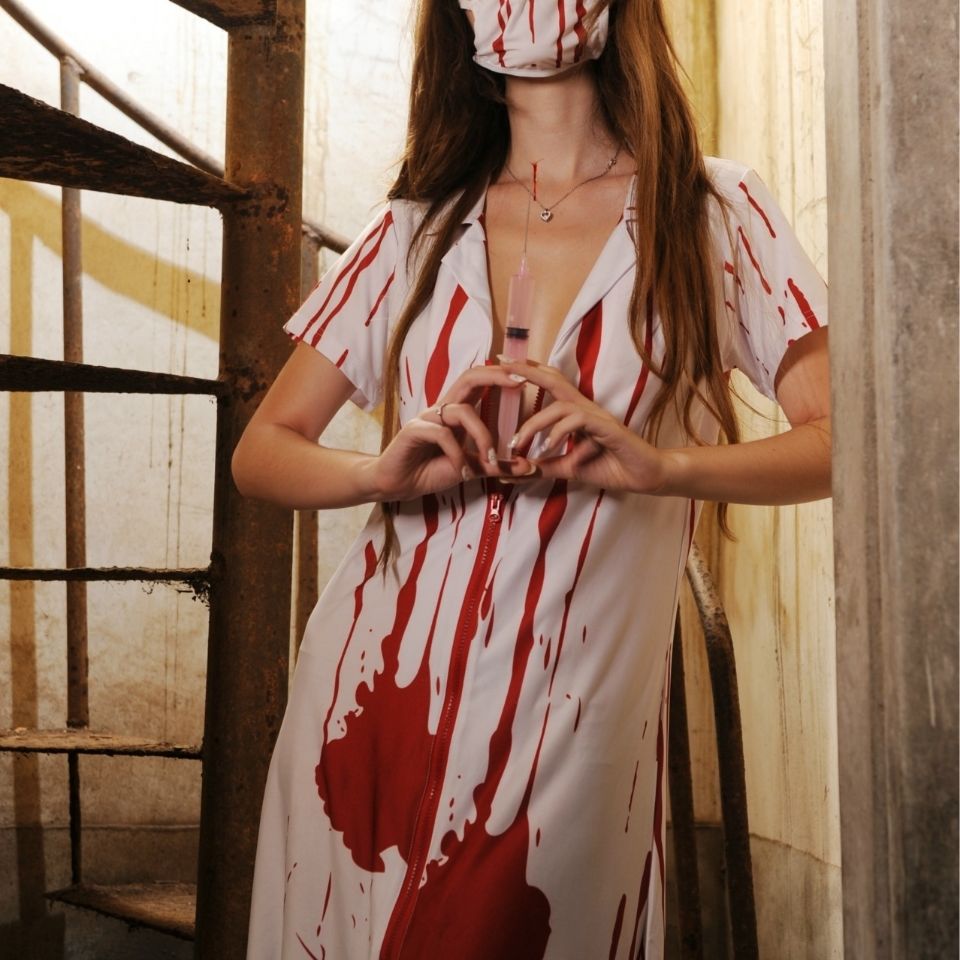 HALLOWEEN HORROR BLOODY DOCTOR BLOODY NURSE GHOST BRIDE GHOST FESTIVAL DANCE DRESS UP GHOST NURSE