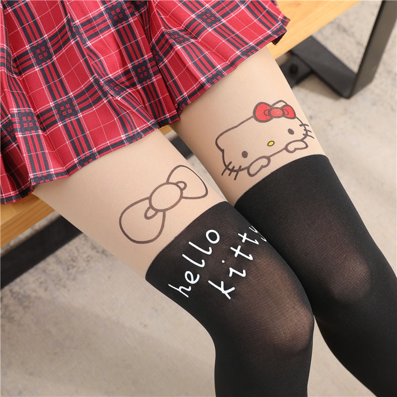 CUTE CAT STITCHING STOCKINGS THIN FAKE HIGH TUBE PANTYHOSE FASHION OVER-THE-KNEE STOCKINGS