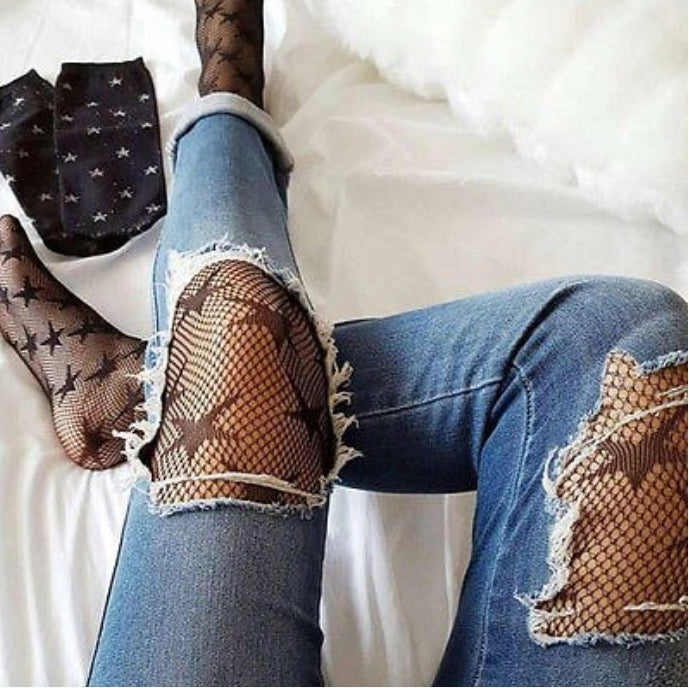 THIGH HIGH LONG STOCKINGS FISH NET BODYSTOCKINGS STOCKING LUXURY BEAUTIFUL PRINT ACCESSORIES WOMEN NET FISHNET