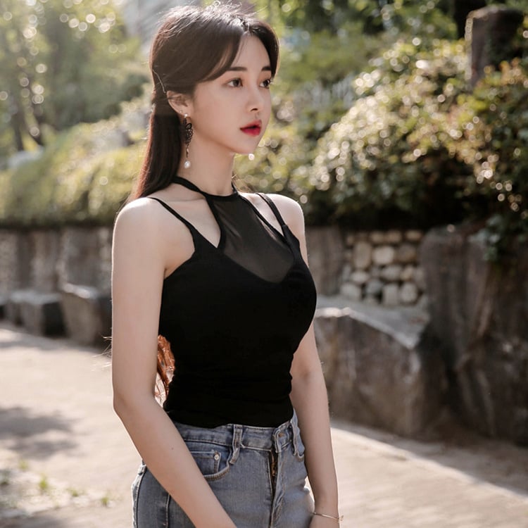 FASHION MESH STITCHING VEST