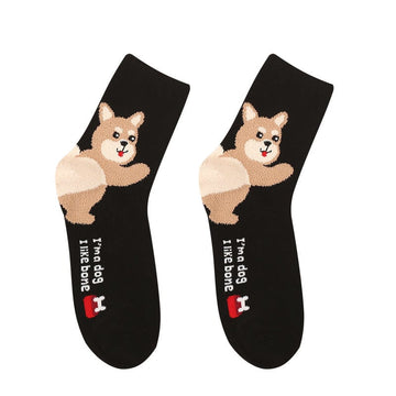 1/3 CARTOON SOCKS FEMALE KOREAN VERSION IN TUBE HARAJUKU STYLE CUTE CORAL FLEECE THICK COTTON SOCKS GIRL TUBE SOCKS