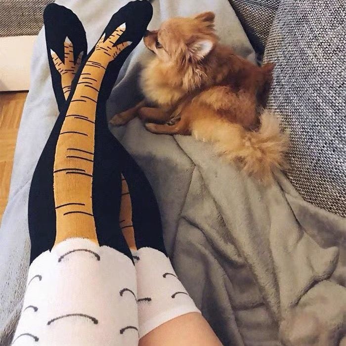 CHICKEN FEET SOCKS DAY CREATIVE OVER-KNEE SOCKS OSTRICH PATTERN GYM FUNNY MALE CALF THIN STOCKINGS
