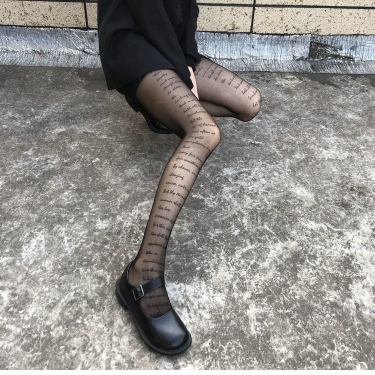 ALPHABET BLACK STOCKINGS FASHION BOTTOMING PANTYHOSE