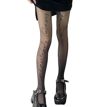 NIGHTCLUB TREND PRINTING LETTER STOCKINGS JK UNIFORM WITH STOCKINGS