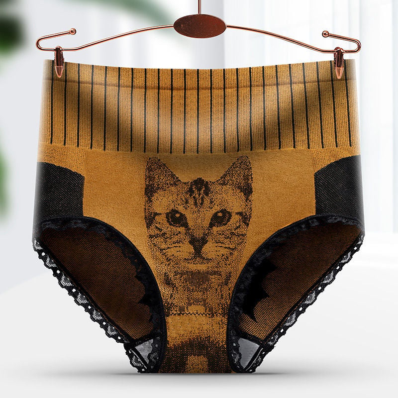STUDENT GIRL HIGH-WAISTED ABDOMEN COTTON CROTCH ANTIBACTERIAL HIGH STRETCH CAT PANTIES