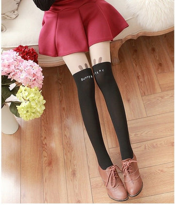 CUTE STITCHING STOCKINGS THIN SECTION FAKE HIGH TUBE PANTYHOSE IS THIN JAPANESE FASHION OVER-THE-KNEE STOCKINGS