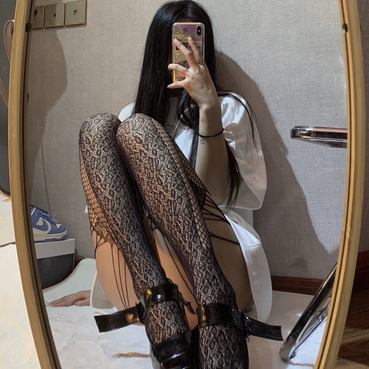 HOLLOW FASHION LACE SUSPENDER FISHING NET HIGH WAIST SILK STOCKINGS