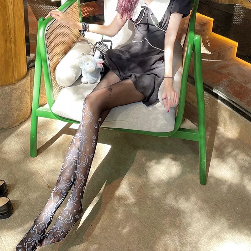 LOLITA JACQUARD FASHION STUDENT STOCKINGS JK PANTYHOSE