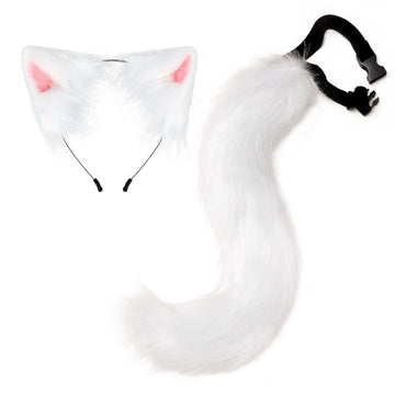 HALLOWEEN PARTY CUTE SOFT CUTE FOX TAIL PLUSH ADJUSTABLE BEAST EARS HEADBAND COS PROPS