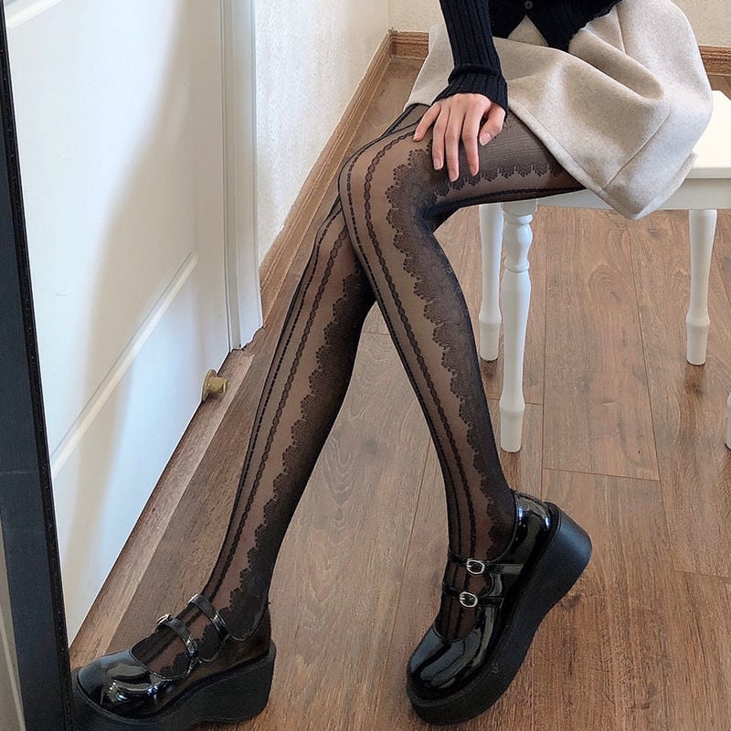 STRIPED FASHIONALL-MATCH TROUSERS BOTTOMING SOCKS JK PANTYHOSE