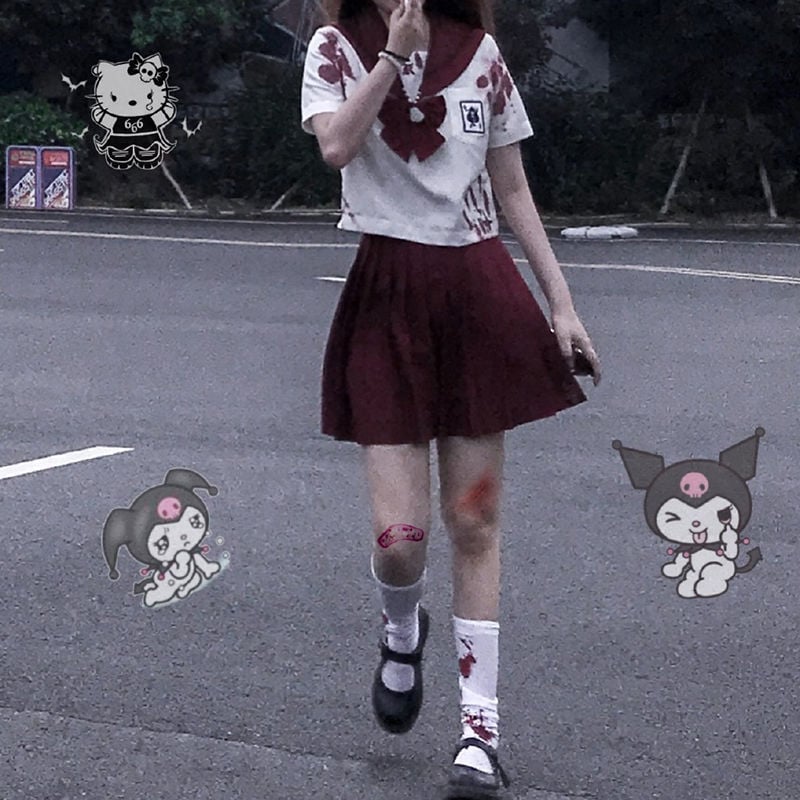 BLOOD-STAINED KNEE STOCKINGS GIRL STUDENT COLLEGE STYLE CALF SOCKS