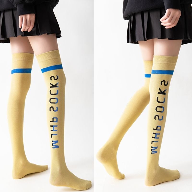 COLOR LETTERS OVER THE KNEE SOCKS TREND INS YOGA SHAPING HIGH SOCKS COLLEGE WIND WILD SOCKS