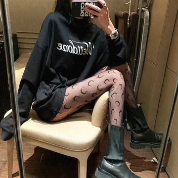 FASHION MOON JACQUARD FISHNET STOCKINGS