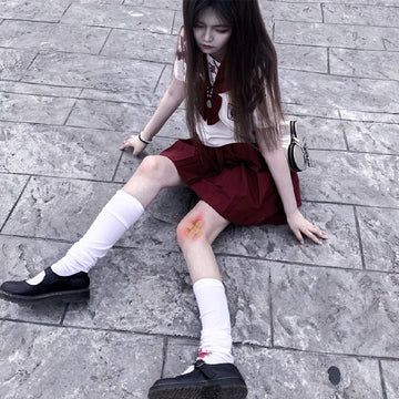 BLOOD-STAINED KNEE STOCKINGS GIRL STUDENT COLLEGE STYLE CALF SOCKS