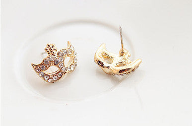 Hinestone Mask Shape Stud Earrings