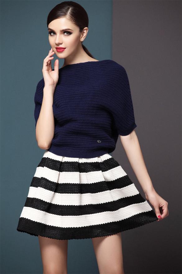 High Waist Stripe Mini Skirt
