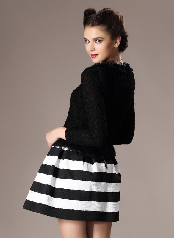 High Waist Stripe Mini Skirt