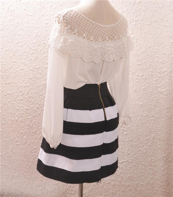 High Waist Stripe Mini Skirt