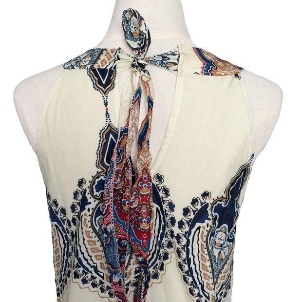 Halter neck Print Back Keyhole Sleeveless Loose Short Dress
